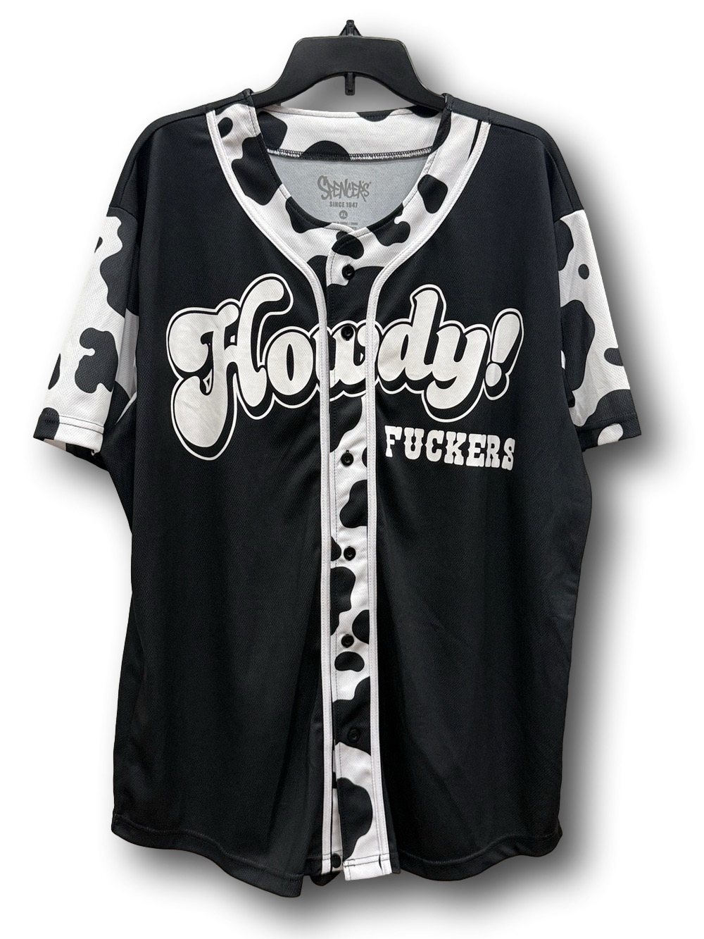 "Howdy F*ckers" Cow Print Baseball Jersey - Size Extra Large XL - NWT